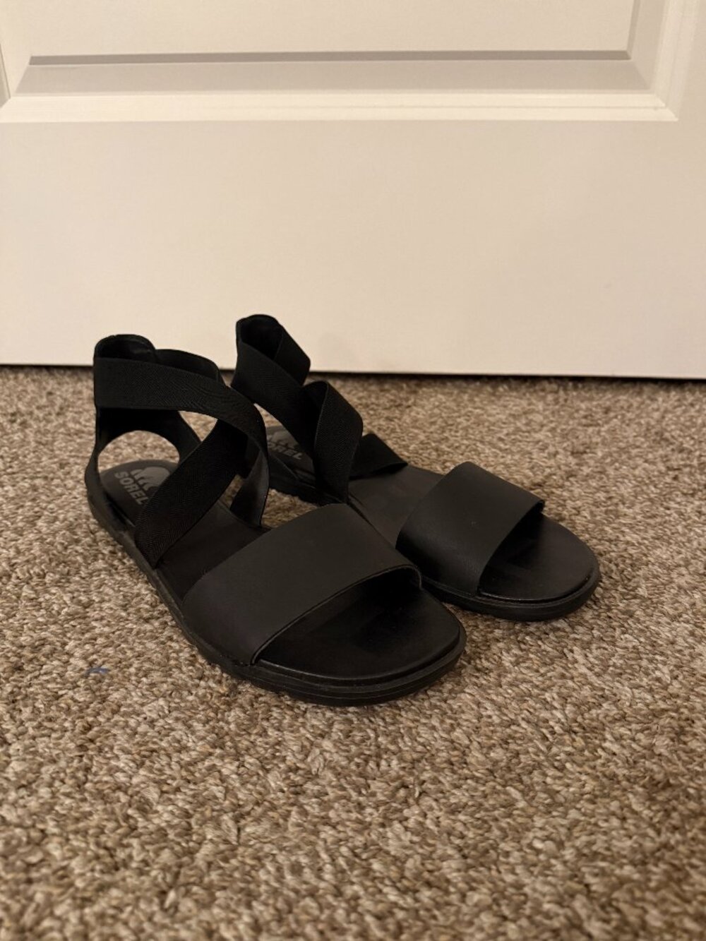 SOREL Black Strappy Flat Sandals Ankle Strap Women’s Size 10